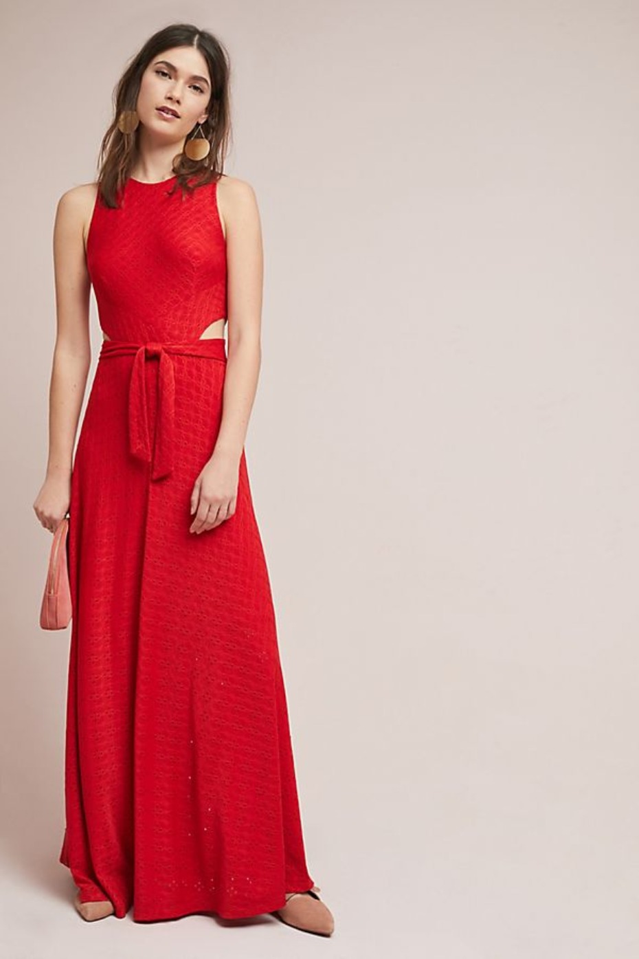 Anthropologie Cutout Maxi Dress Red