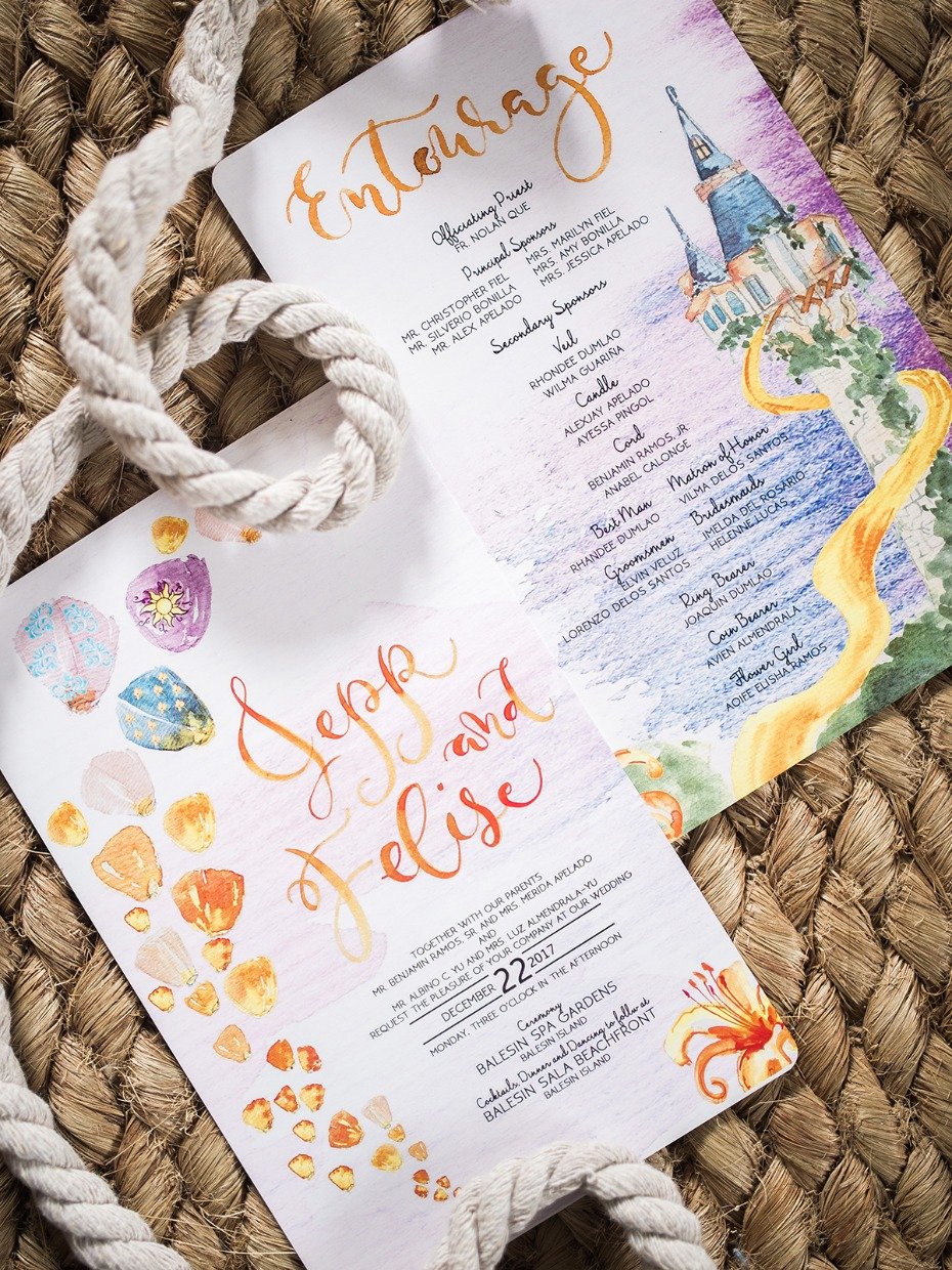 wedding invitations with a Tangled theme