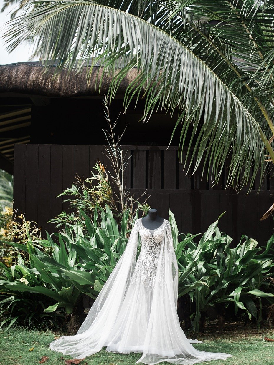custom Tangled themed wedding dress