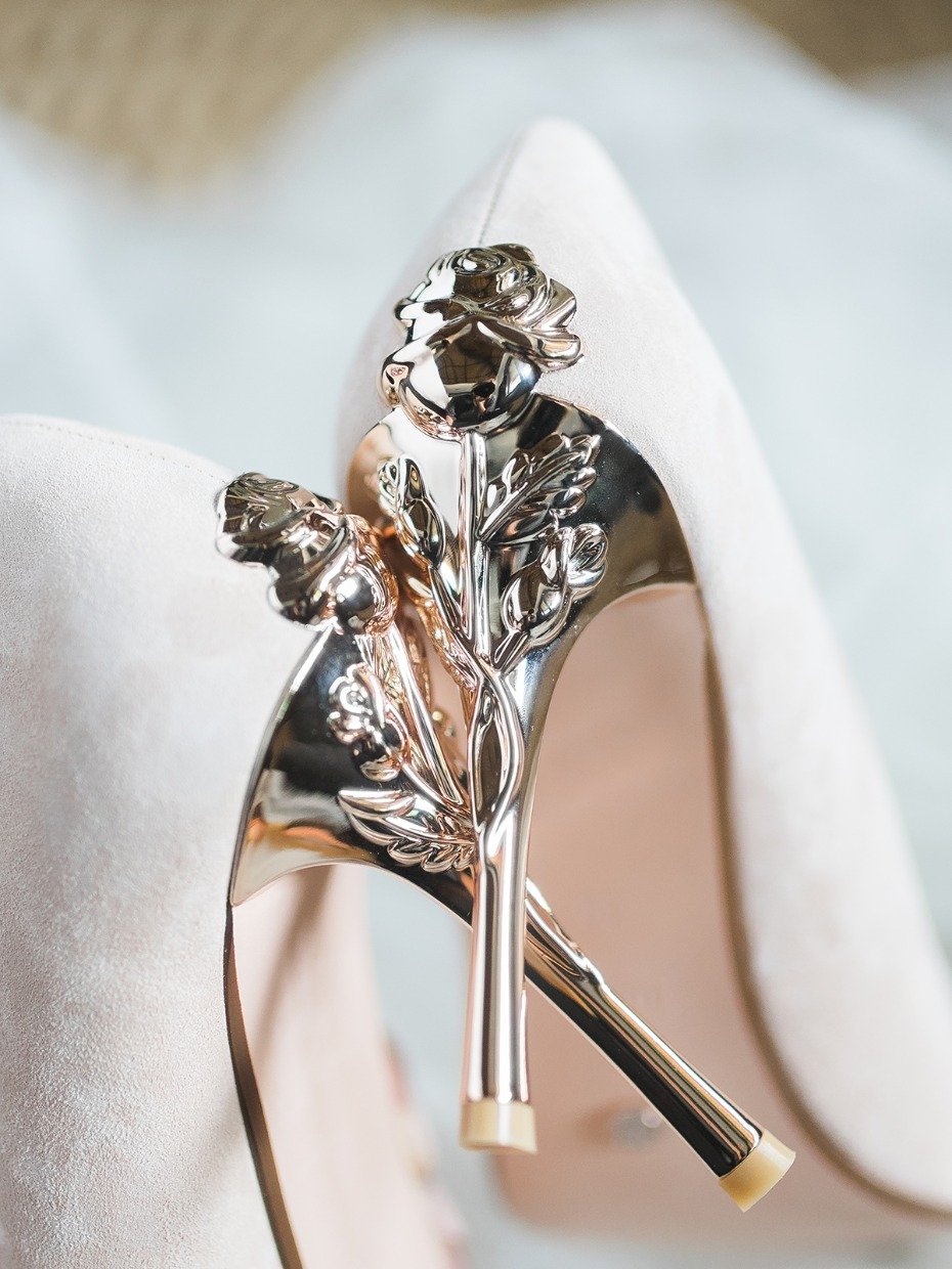 gold rose wedding heels