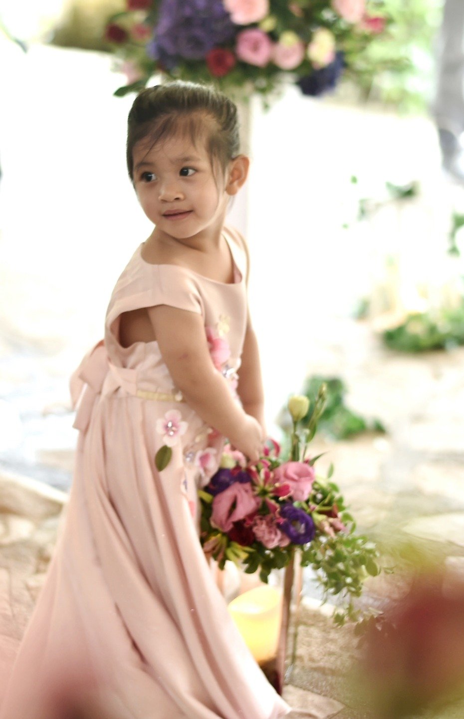 cute little flower girl in pink