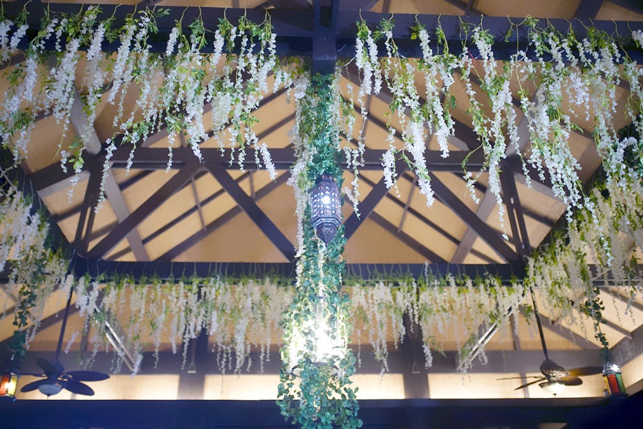 hanging floral decor for your Tangled themed wedding
