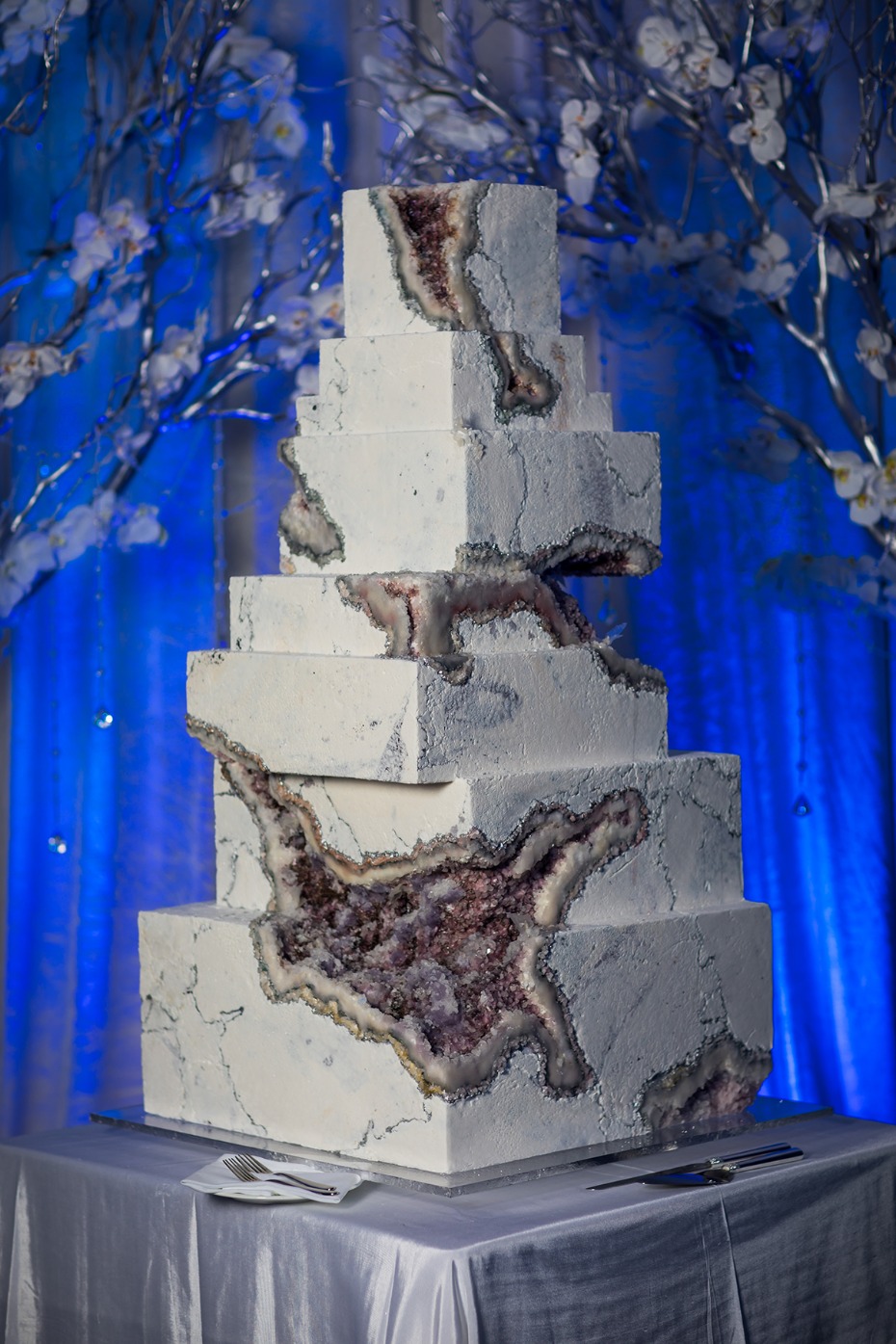 epic geode and marble inspired wedding cake