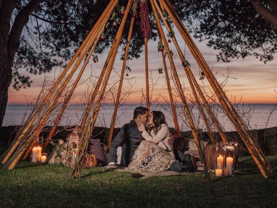 Romantic bohemian wedding decor ideas in Big Sur