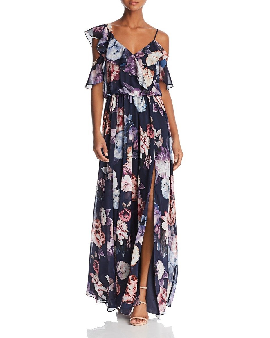 Bloomingdale's Floral-Print Ruffle Gown