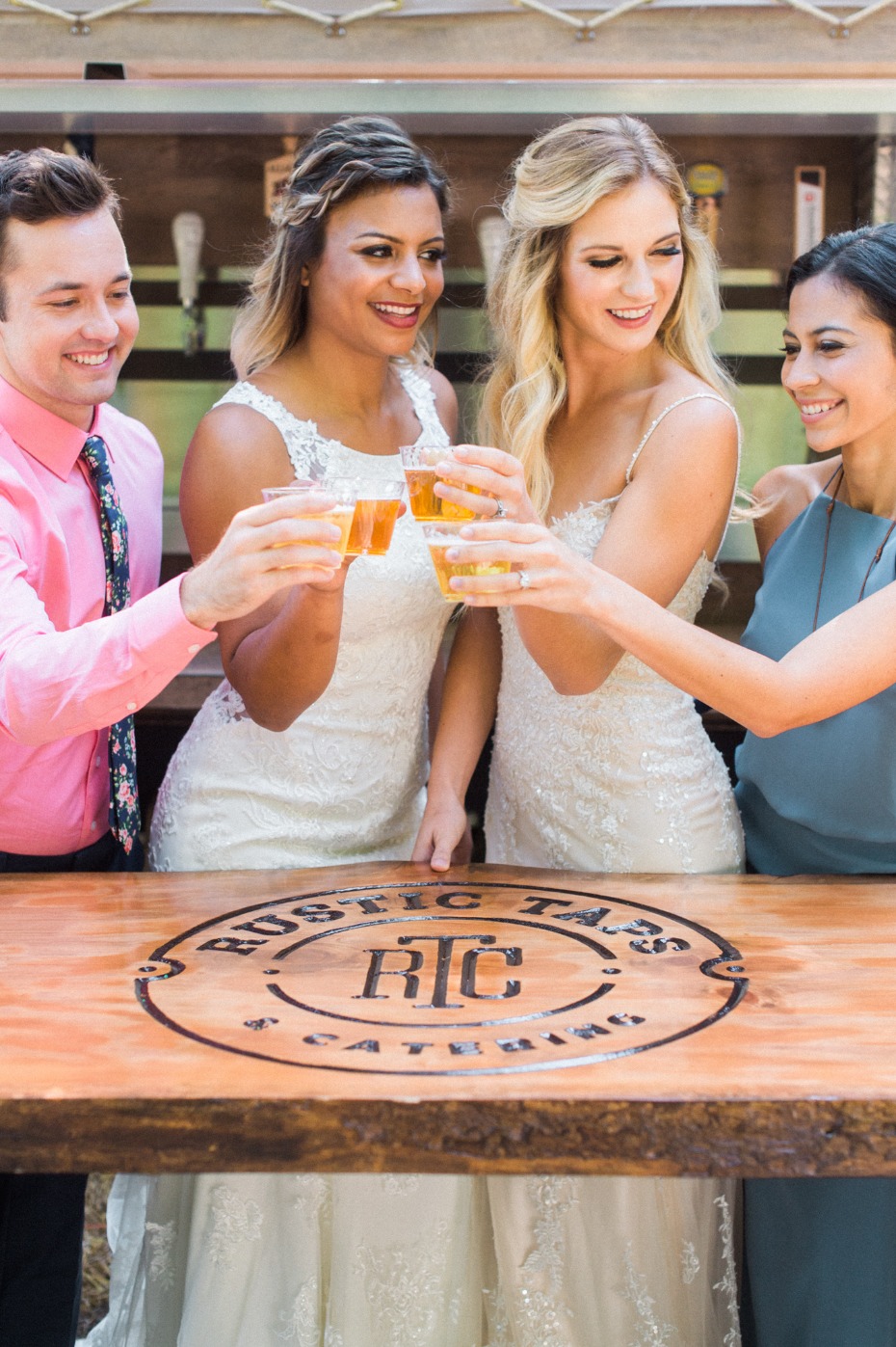 Cheers to this woodsy wedding