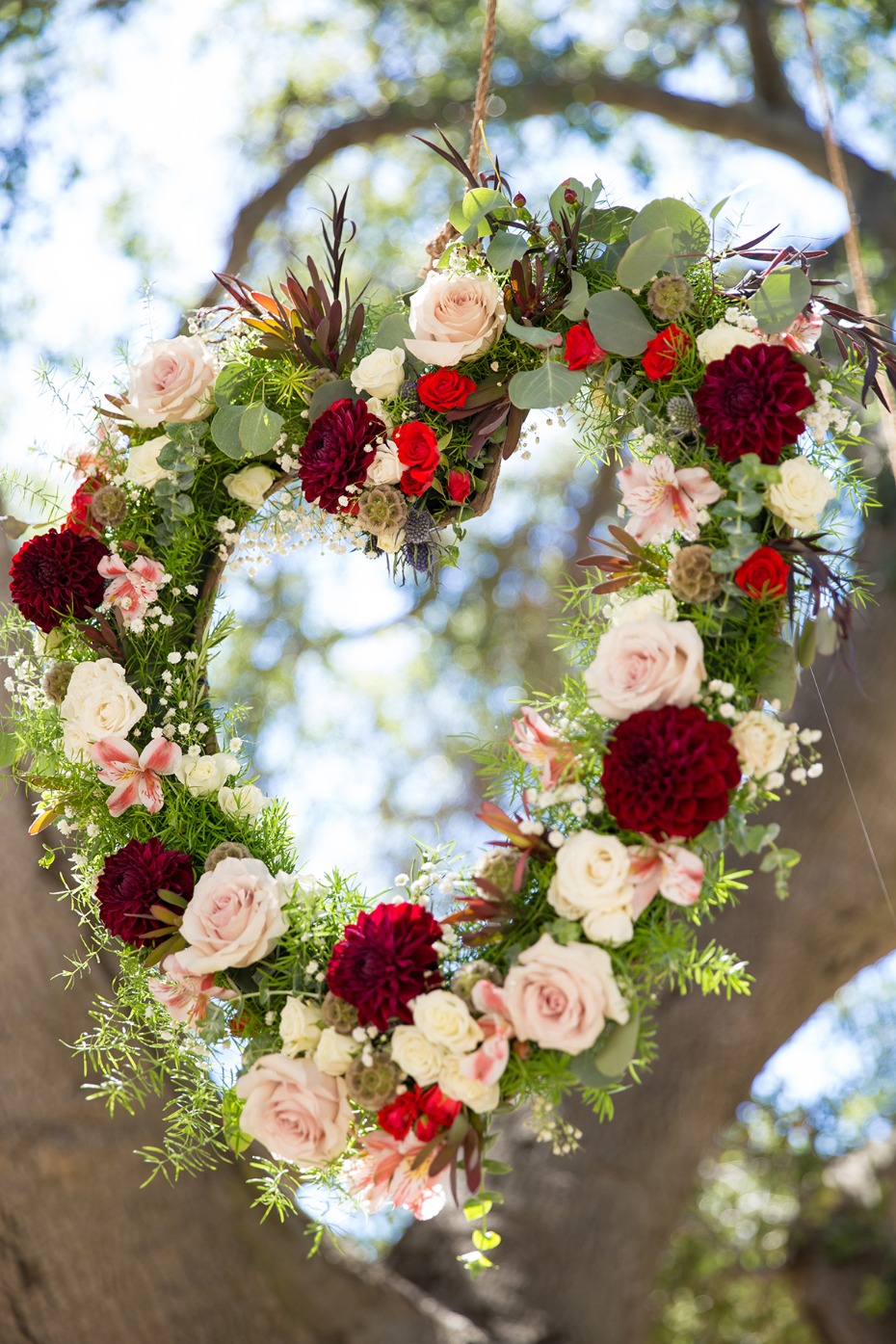 floral heart shaped wedding wreath