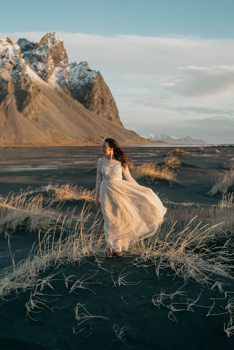 Dreamy wedding dress for this Iceland elopement