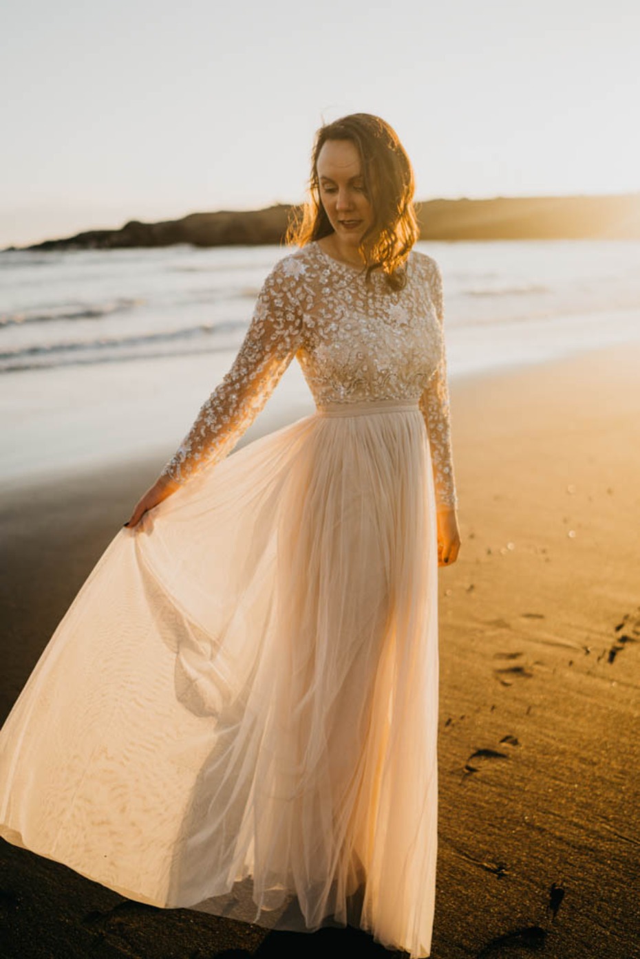Elegant wedding dress for this Iceland elopement