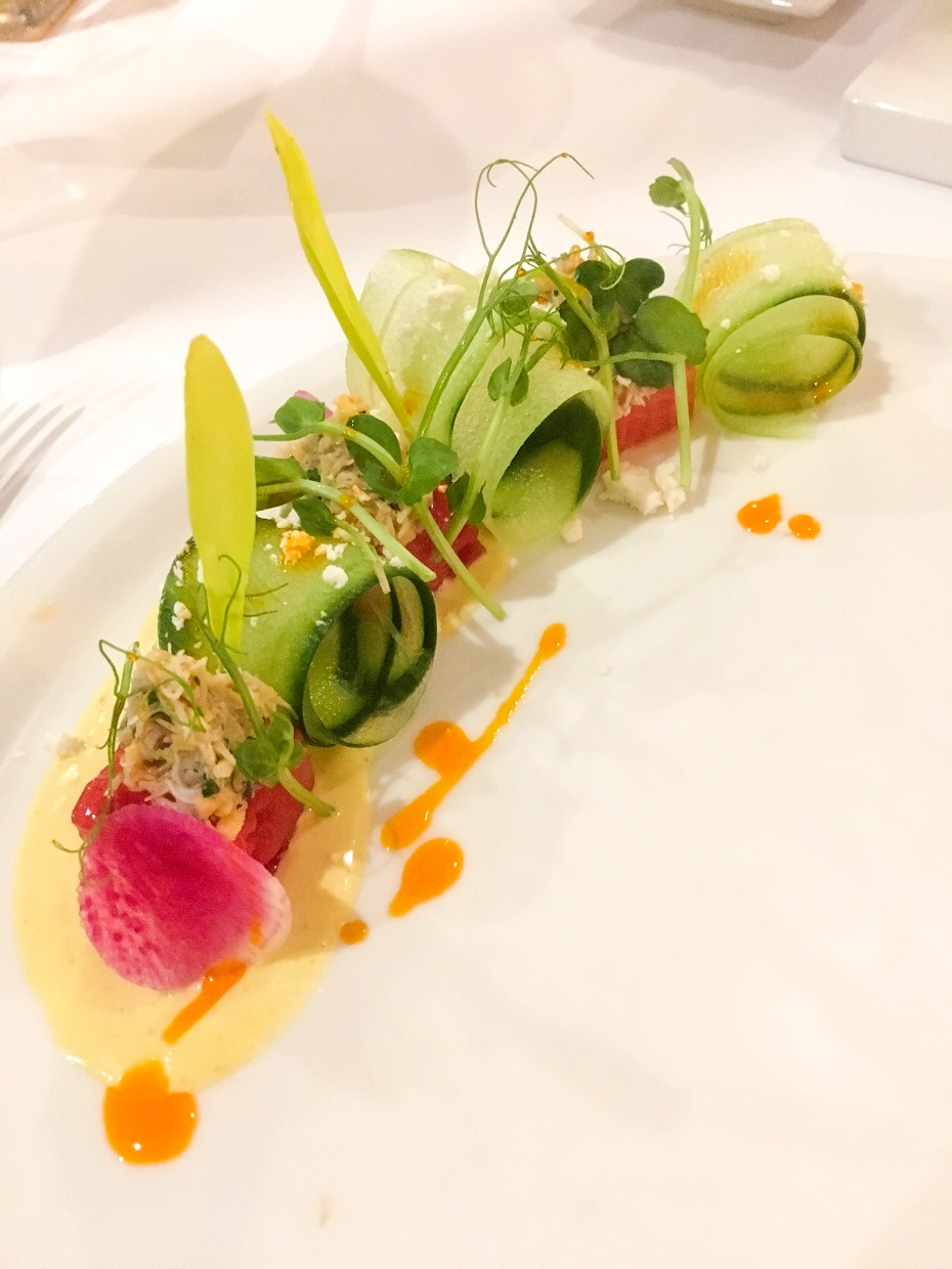 the plating of this crab and cucumber salad was amazing!
