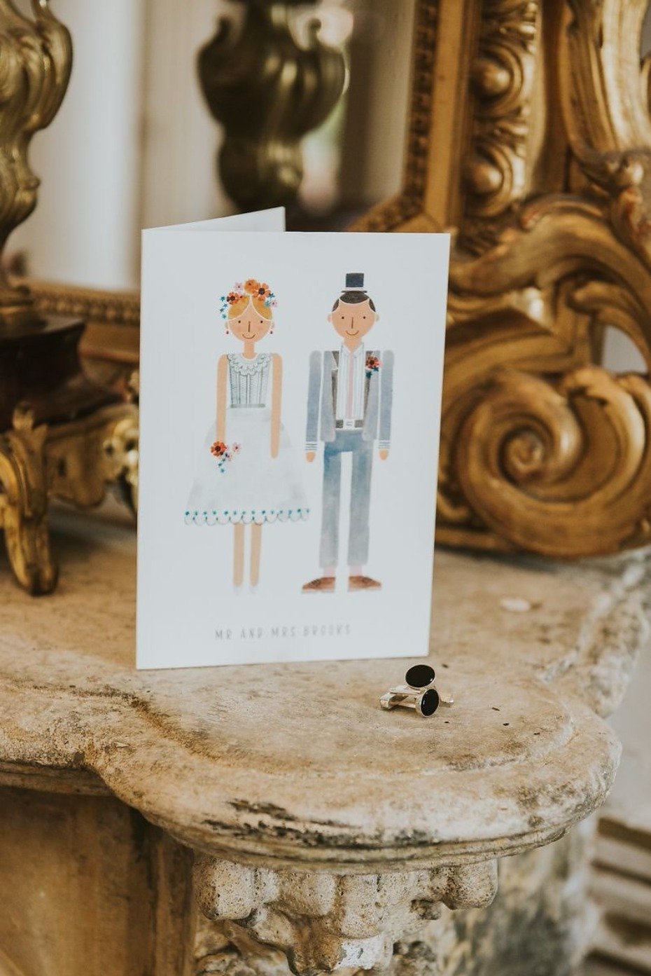 sweet bride and groom wedding card