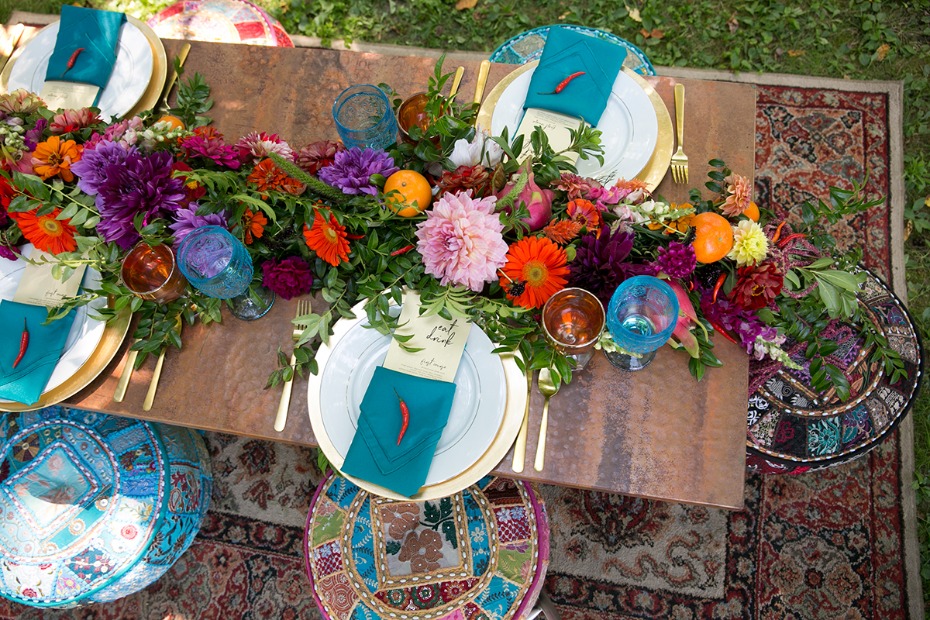 low table and pouf seating for your moroccan style table