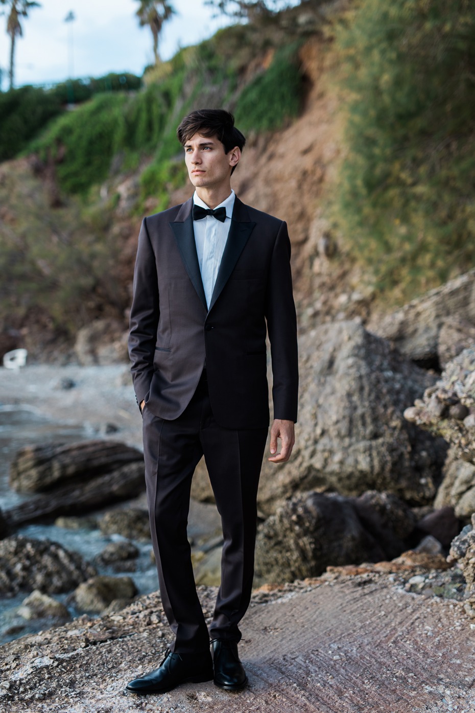 formal groom style in tuxedo