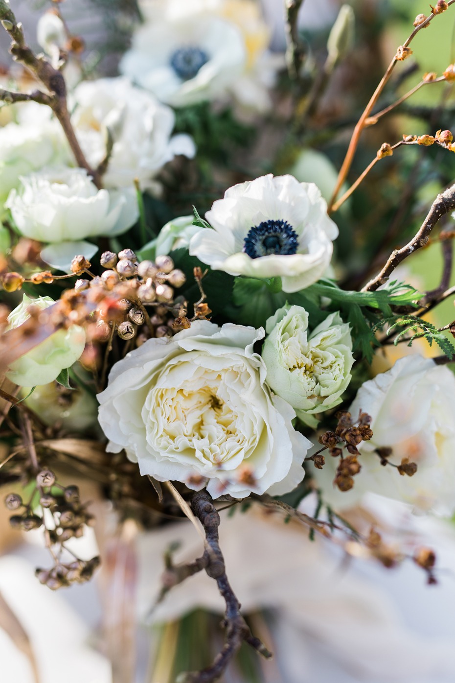 rose and anemone wedding bouquet
