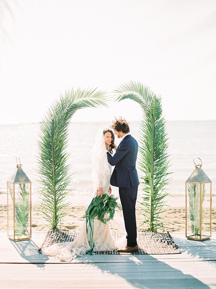 Green And Gold Island Style Beach Wedding In Athens