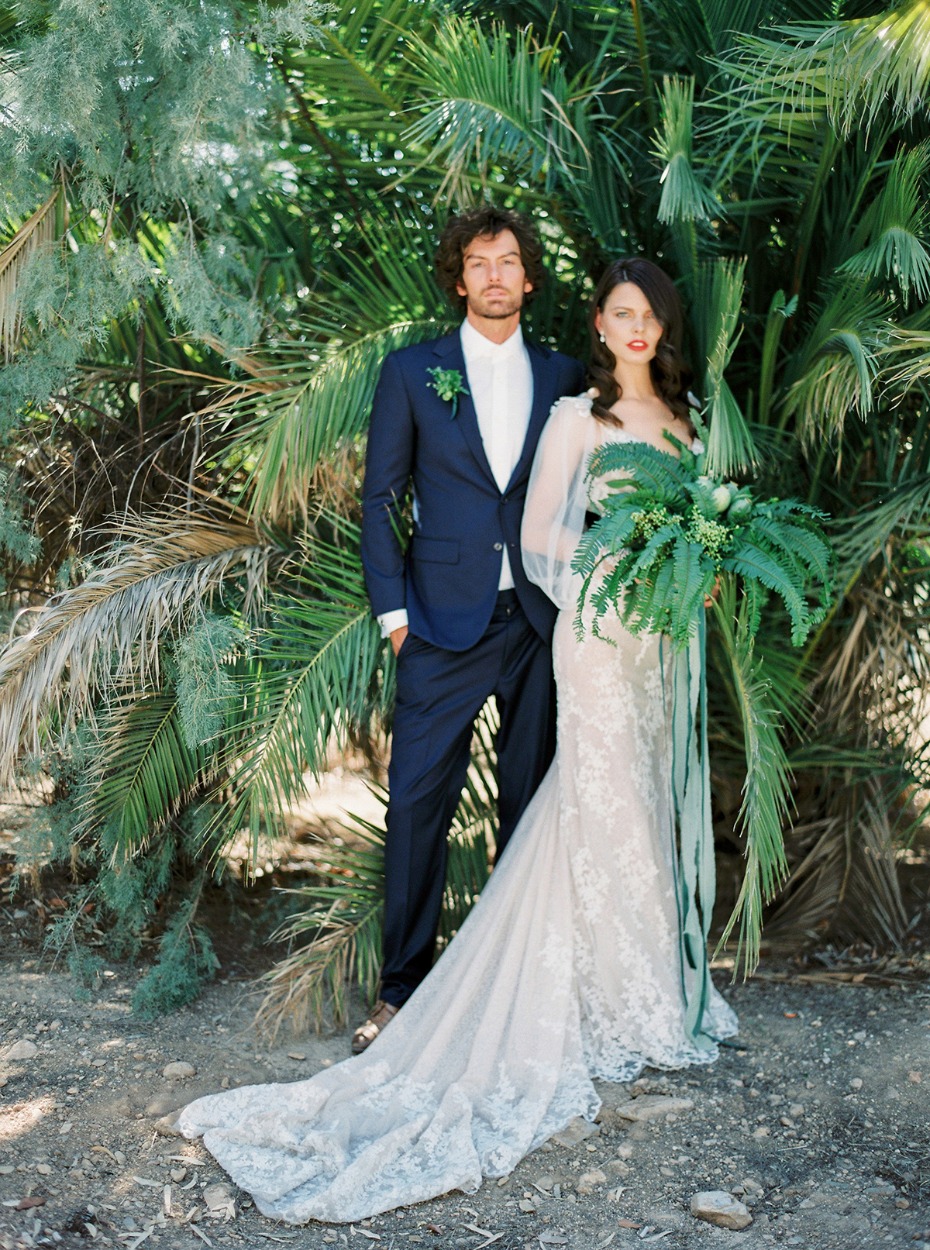 tropical casual chic wedding style for the bride and groom