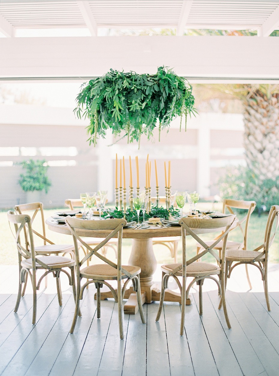 round wooden wedding table with organic style