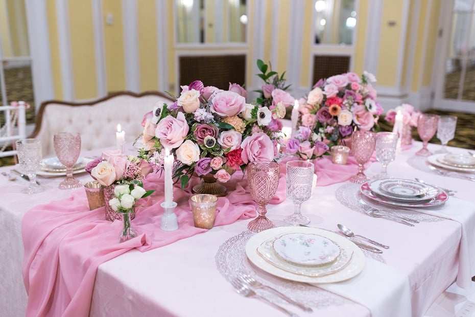 french style pink wedding table