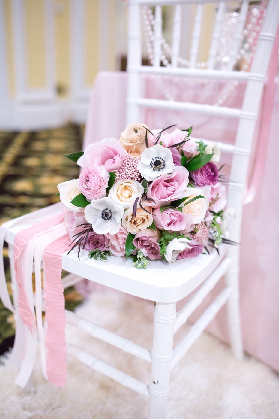 pink and white wedding bouquet