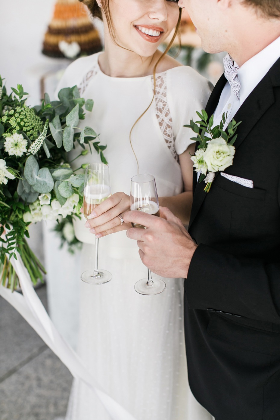 modern wedding style for the bride and groom
