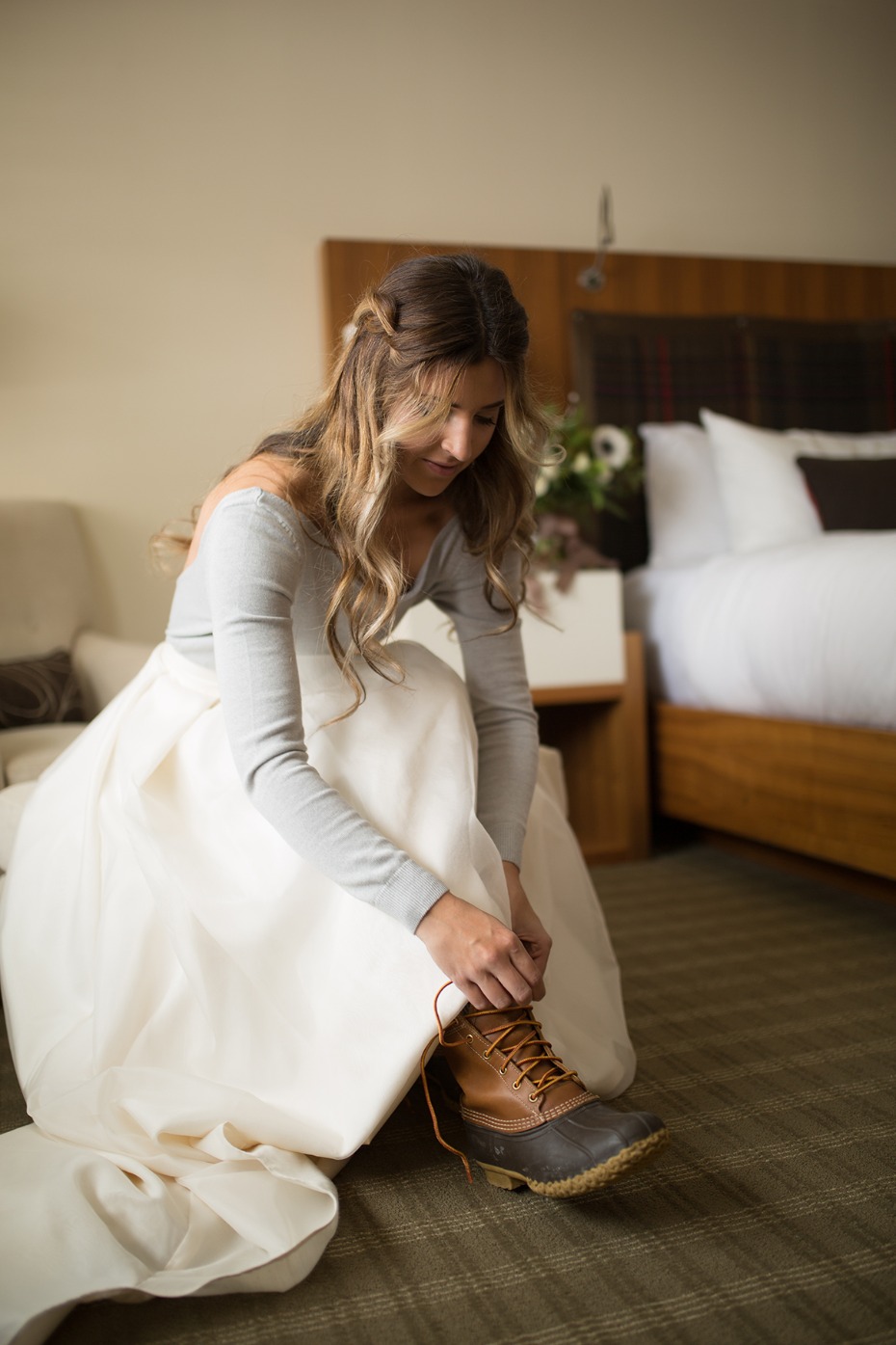 lacing up your boots for your winter wedding