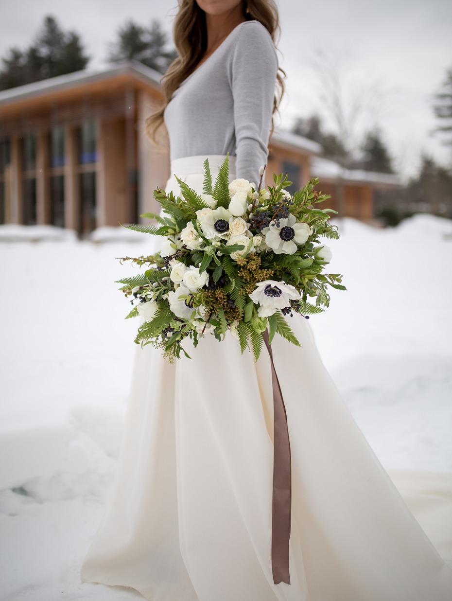 white winter wedding bouquet