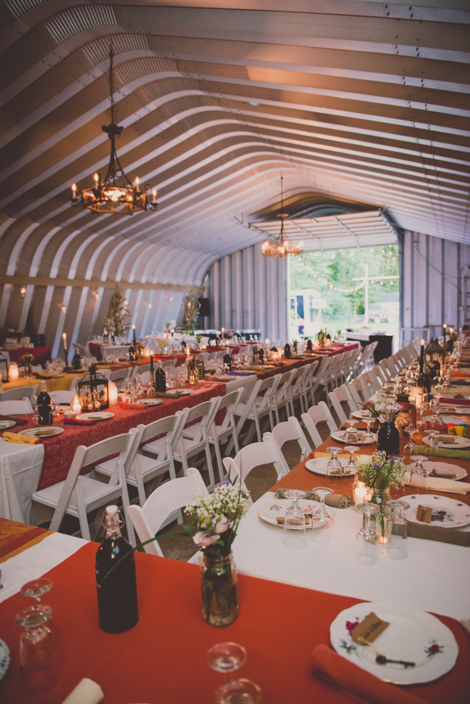wedding reception in cozy family barn
