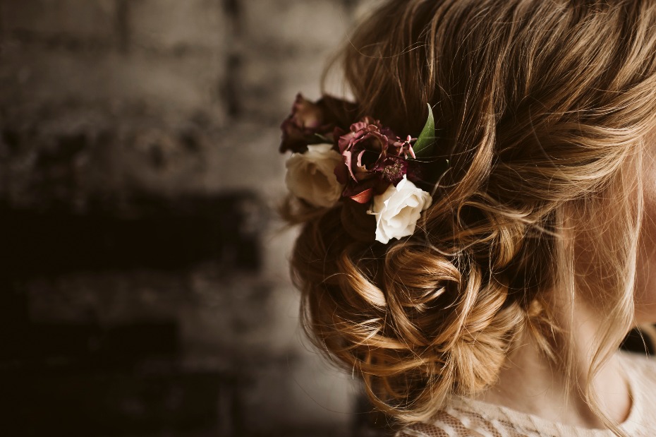 Floral accent in hair