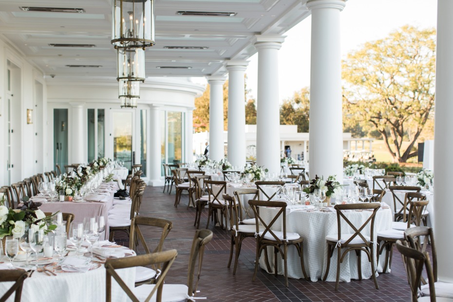 Outdoor reception space at Los Angeles Country Club