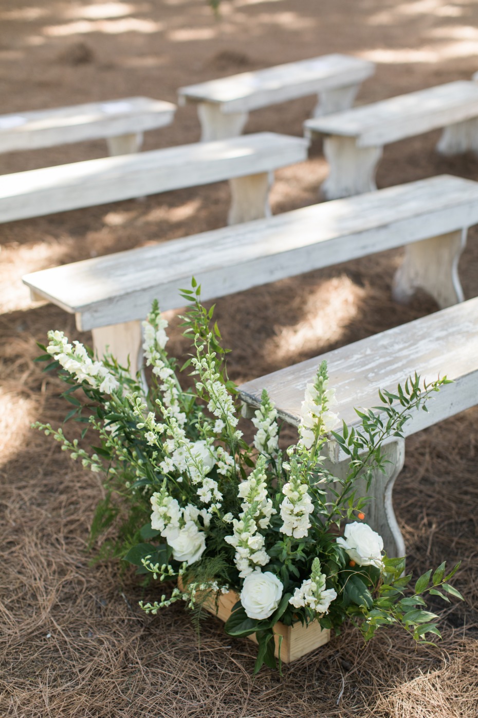 Boxes of florals for the aisle