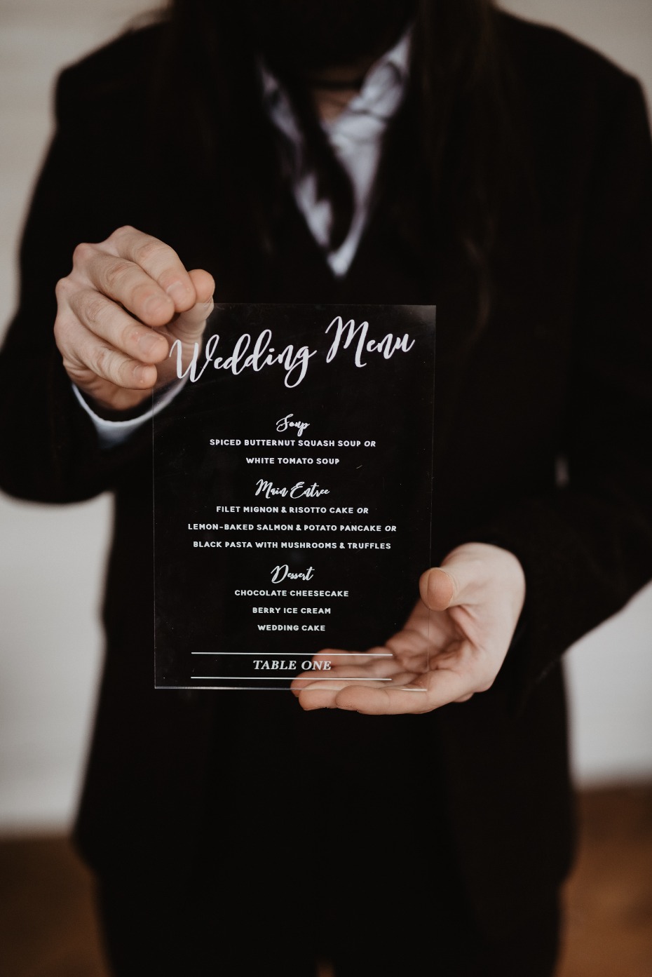 Modern wedding menu