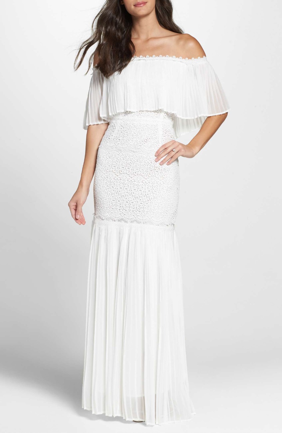 Elegant white off-the-shoulder dress perfect for a special occasion