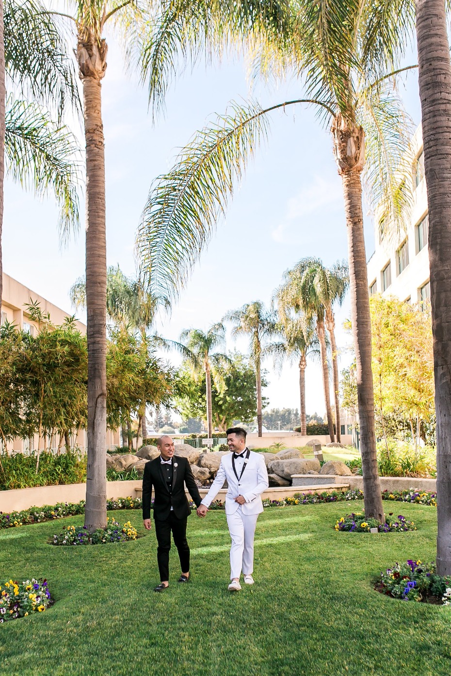 Glam black and white gay wedding