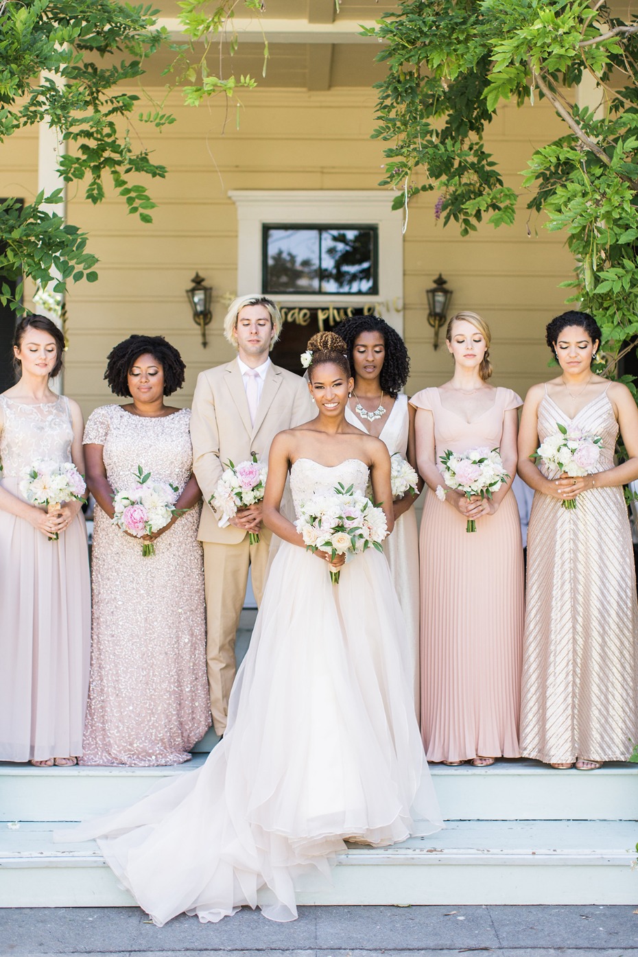 blush and champagne bridal party