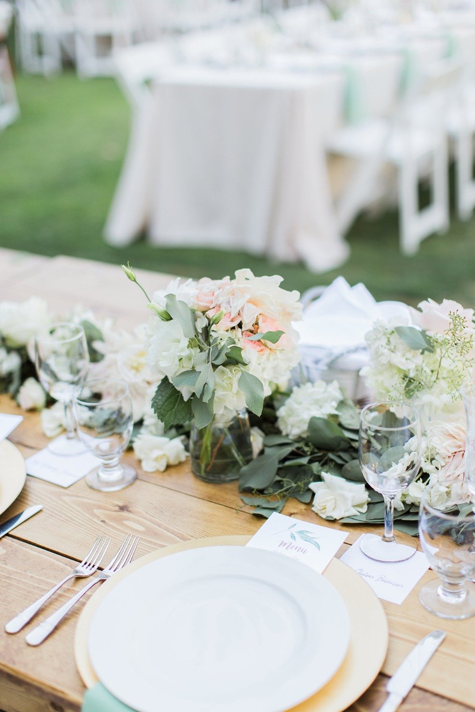blush and gold garden party wedding table decor