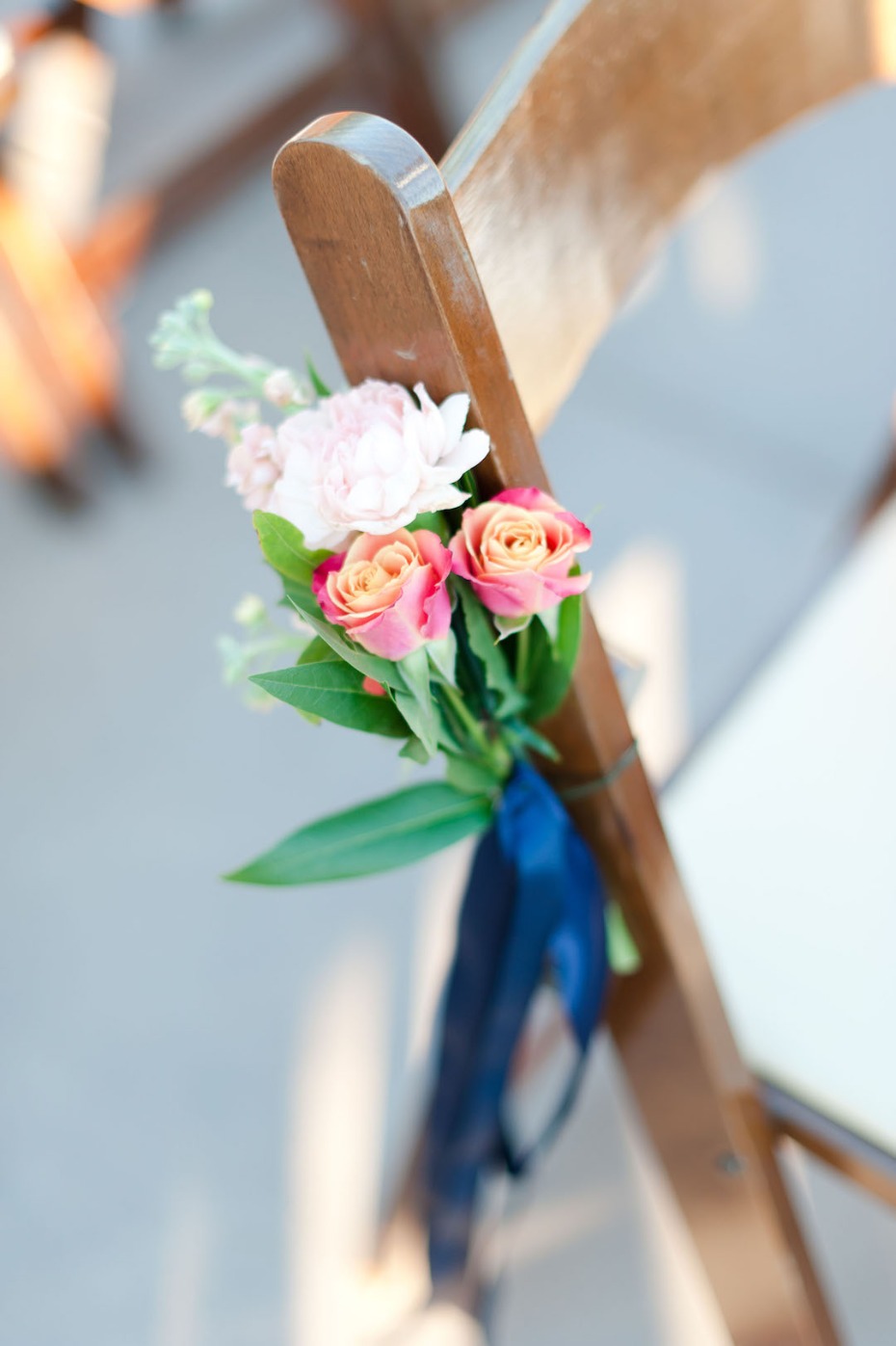 simple and sweet floral accented wedding aisle