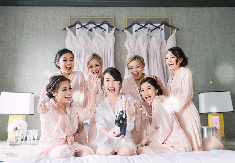 cute and fun bridesmaids and bride photo op