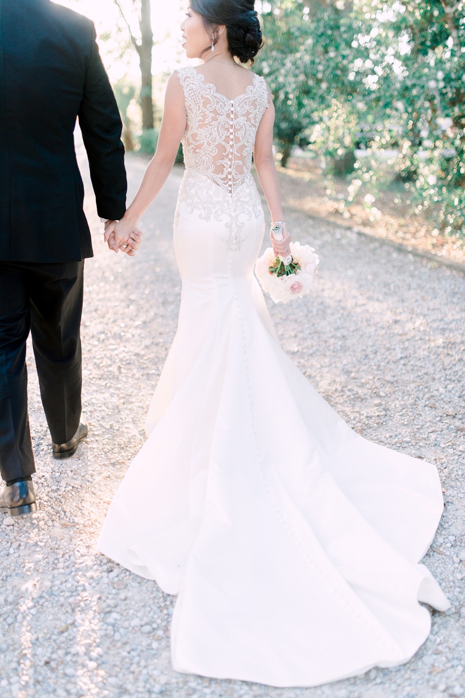 glamorous wedding dress with elegant wedding sheer back