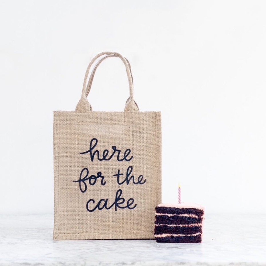 The Little Market Here for the Cake Burlap Tote