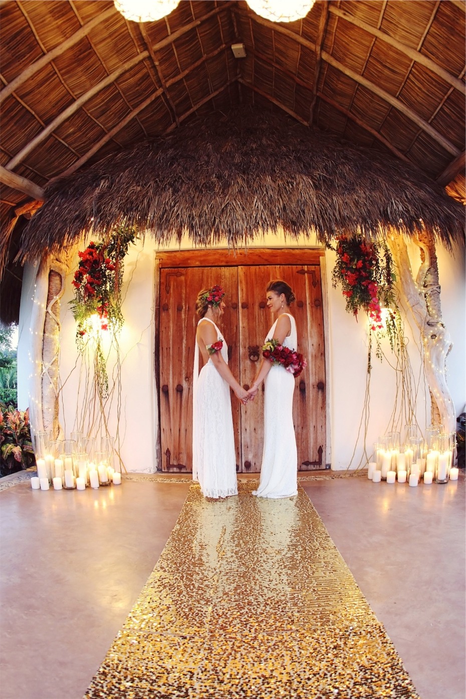 gold glowing wedding ceremony for two