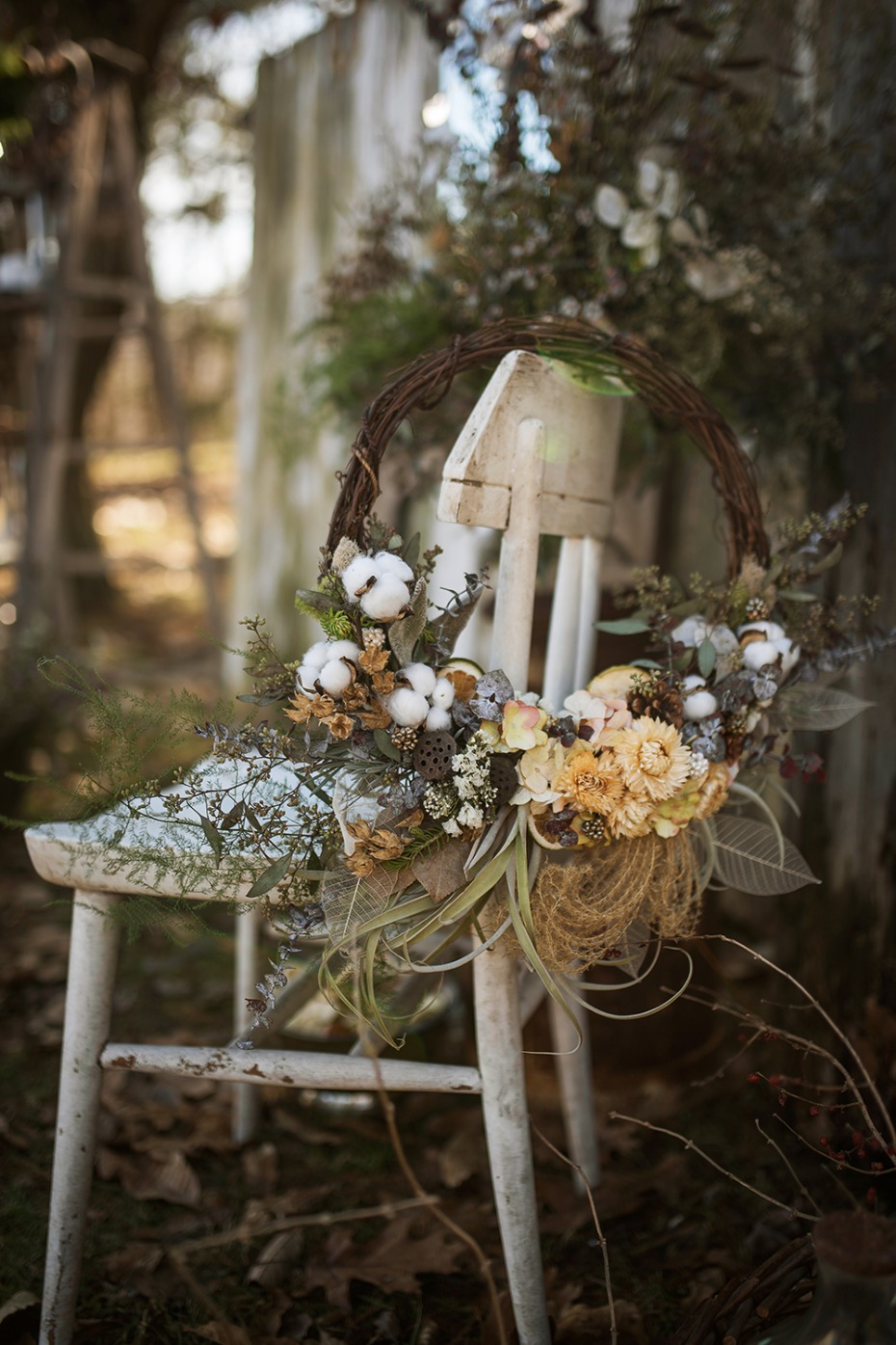 dried flower circle bouquet
