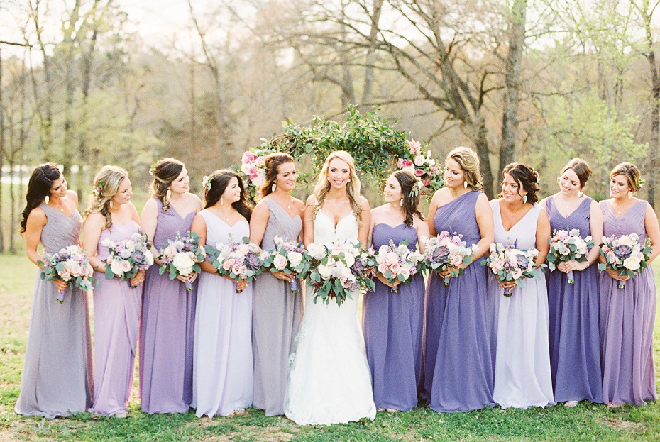 Bridesmaids in shades of lavender