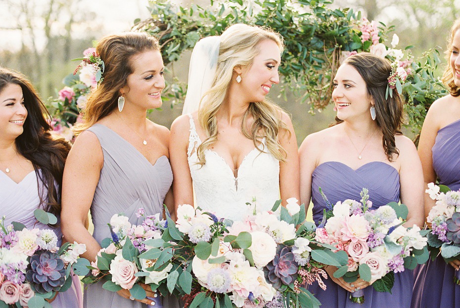 Lavender and gold bridal party