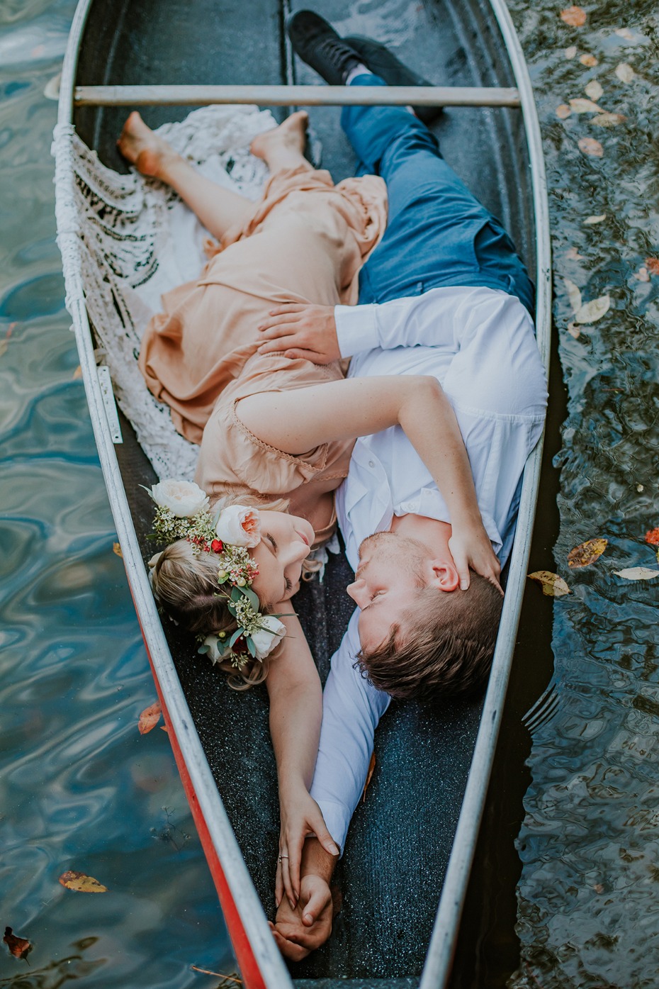 sweet canoe engagement photo idea