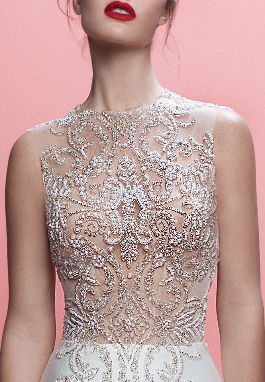 White wedding gown with intricate detail  The Emeryson by Galia Lahav