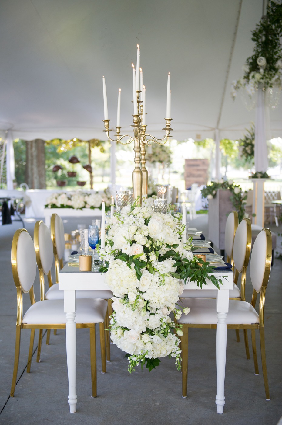 glam white and gold wedding reception