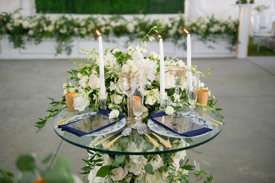 floral cascading sweetheart table