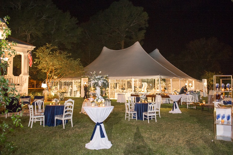 glowing wedding tent reception