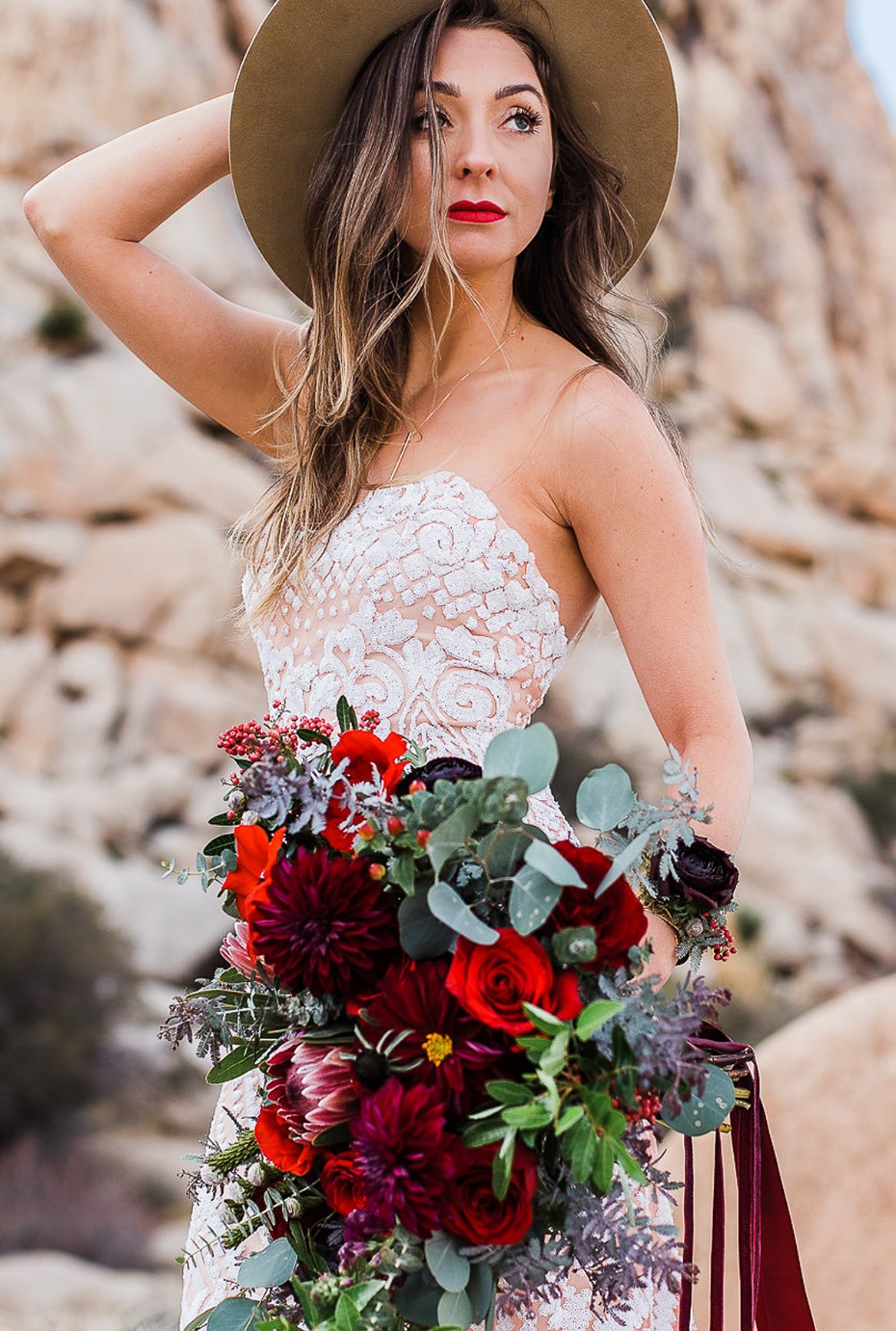 boho bride in the desert of Joshua Tree