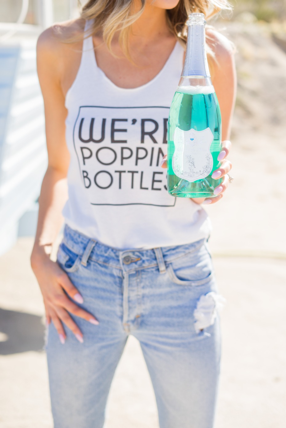 Blanc de Bleu Poppin Bottles Bachelorette Shoot Photo by Lane Dittoe